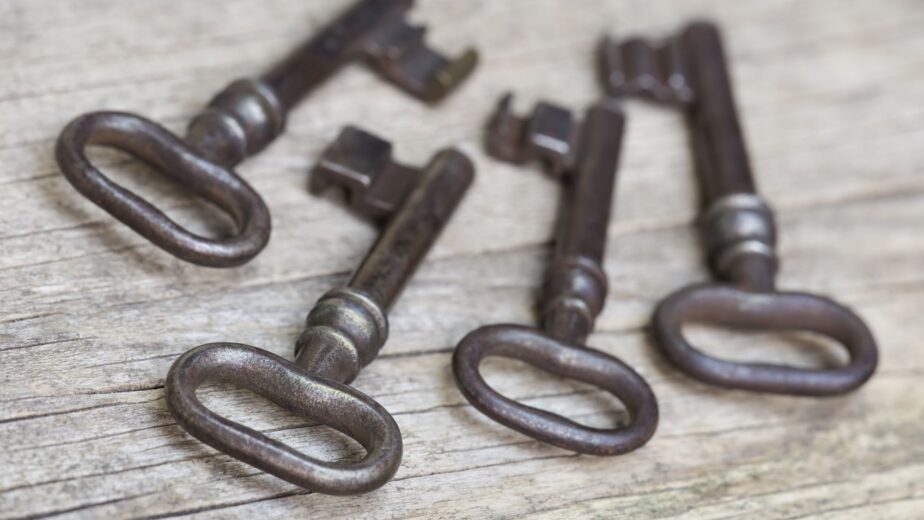 iron keys on table